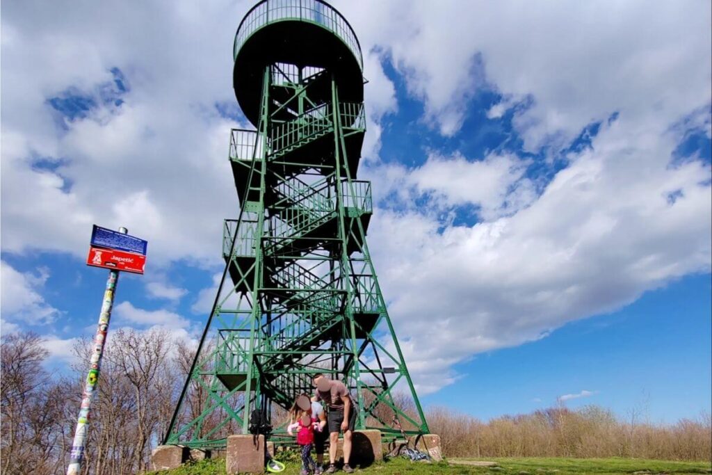 Iron observation tower known as the pyramid at the top of Japetic near Samobor